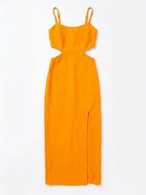 H:ours Revolve Marigold Cut-Out Midi Dress with Side Slit - Size XXS